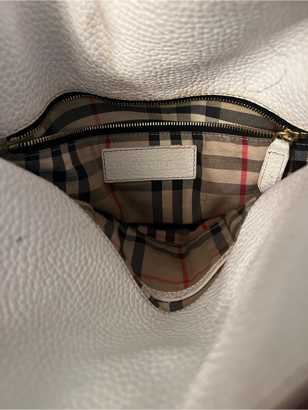 Burberry Leah hobo white pebble leather shoulder bag crossbody gold hardware - Picture 5 of 16